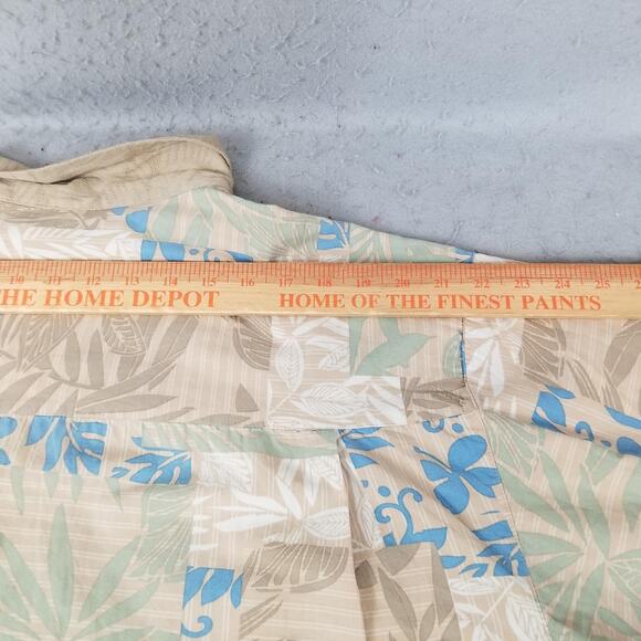 Boca Classics Shirt Mens 2XL Tan Blue Hawaiian Aloha Camp Short Sleeve Button - Picture 12 of 16